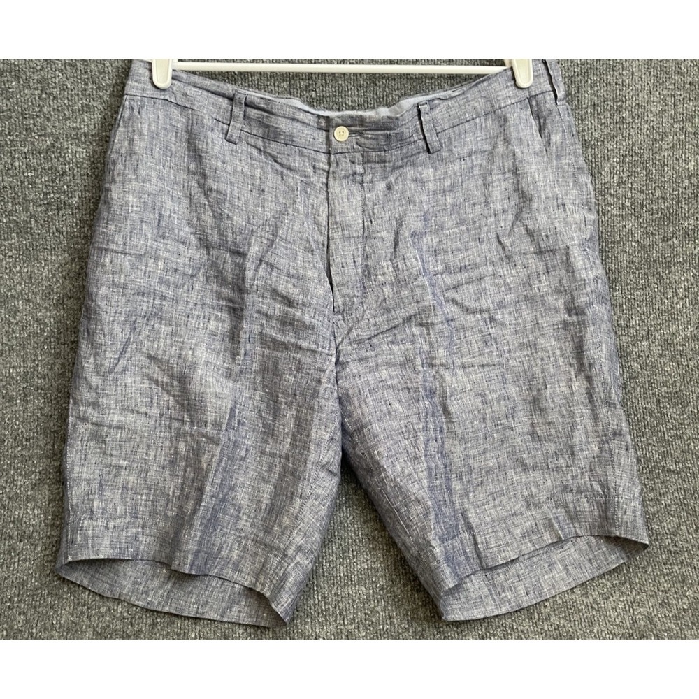 Polo Ralph Lauren Mens 36 Classic Fit Linen Chino Shorts  Blue Chambray Heather